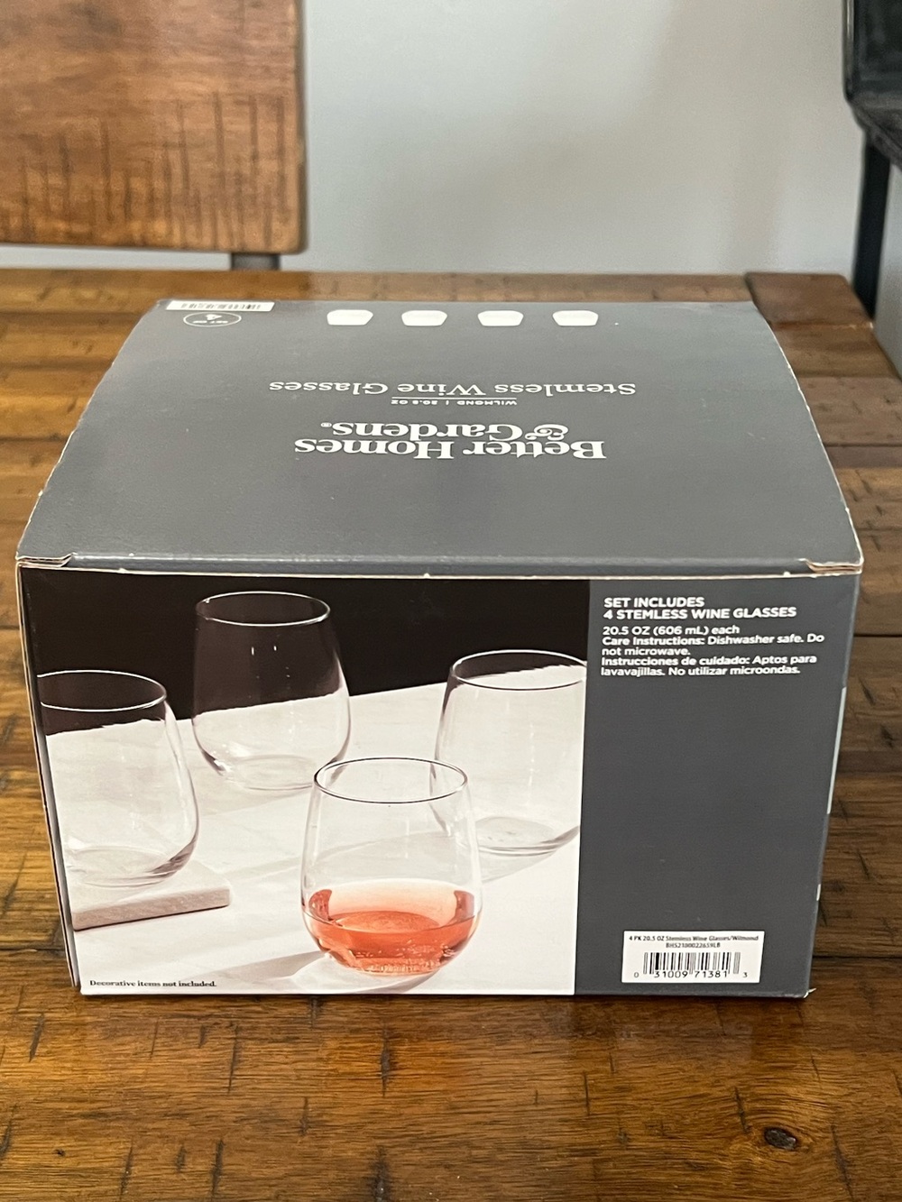 Better Homes & Gardens Stemless Wine Glasses Set of 4